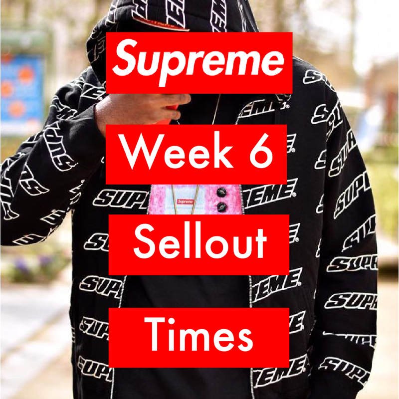 Supreme Week 6 Sellout Times Spring/Summer 2018