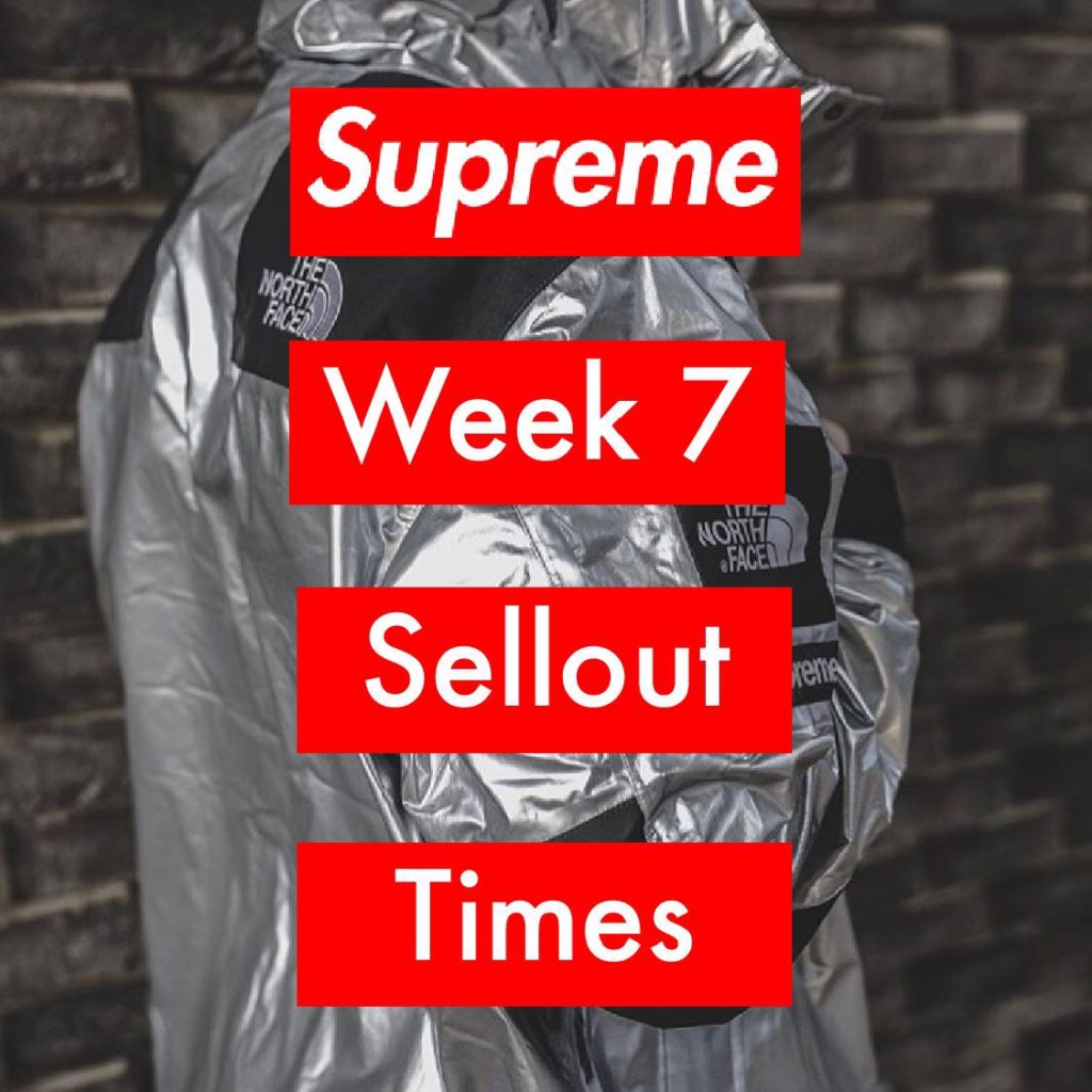 Supreme Week 7 Sellout Times Spring/Summer 2018