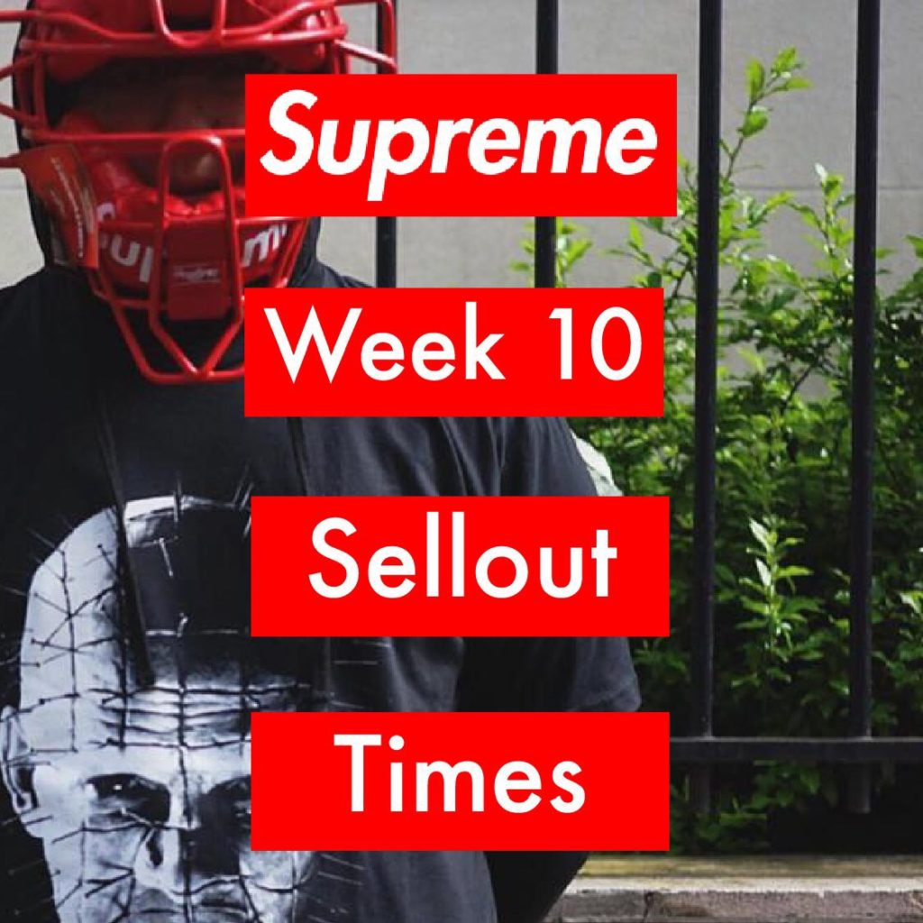 Supreme Week 10 Sellout Times Spring/Summer 2018