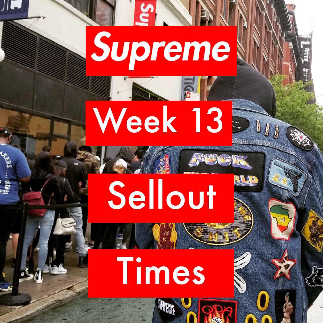 Supreme Week 13 Sellout Times Spring/Summer 2018